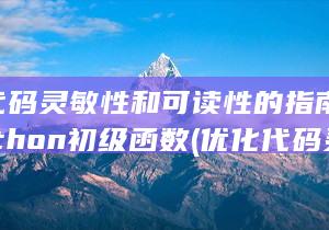 优化代码灵敏性和可读性的指南-把握Python初级函数 (优化代码灵敏度的软件)